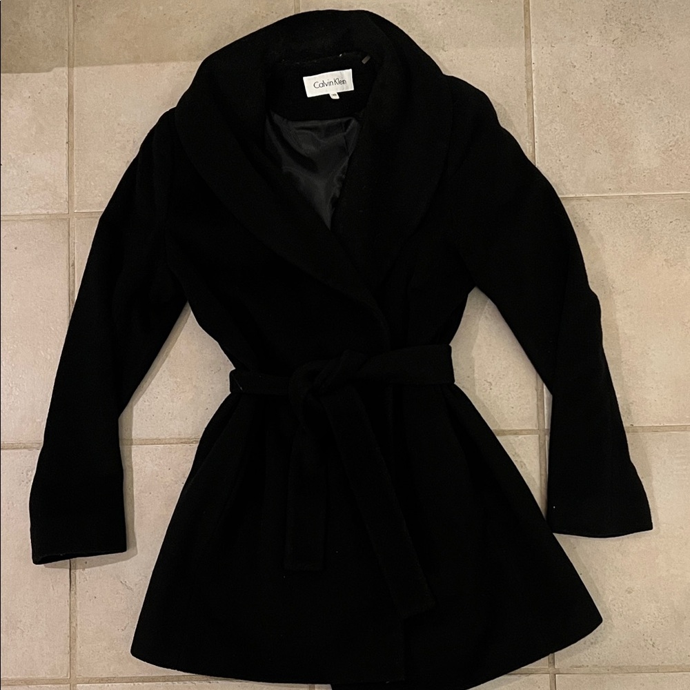 Calvin Klein Women's Elegant Black Wool Coat